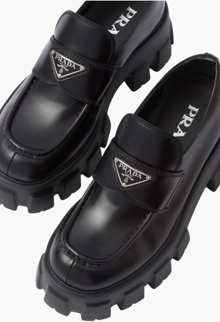 Black - Brushed Leather Monolith Loafers - GLAM MODA