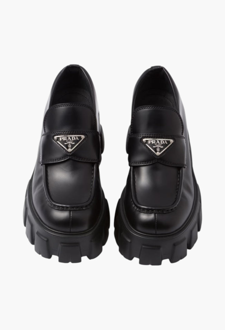 Black - Brushed Leather Monolith Loafers - GLAM MODA
