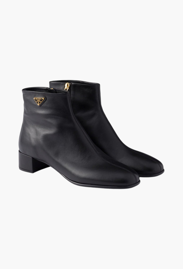 Black - Nappa Leather Booties - GLAM MODA