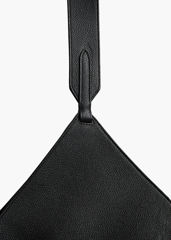 Black Pebbled Leather - Small Lotus Tote - GLAM MODA