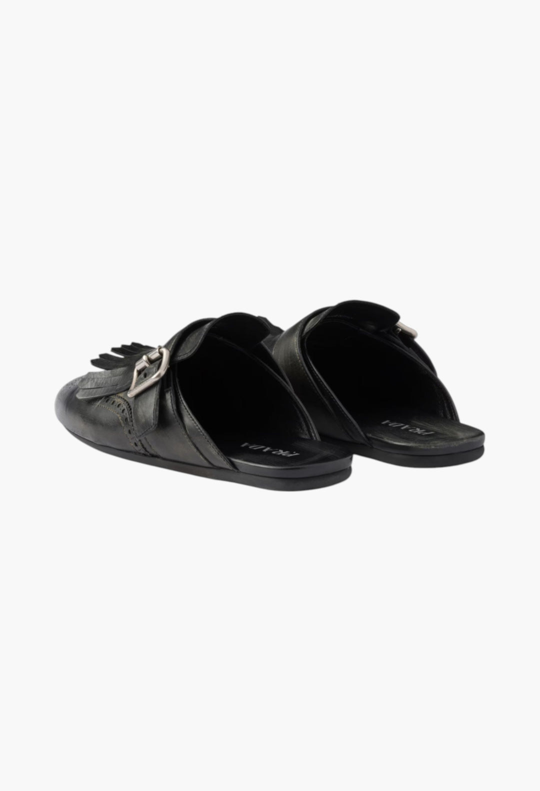 Black - Shuffle Fringed Leather Mules - GLAM MODA