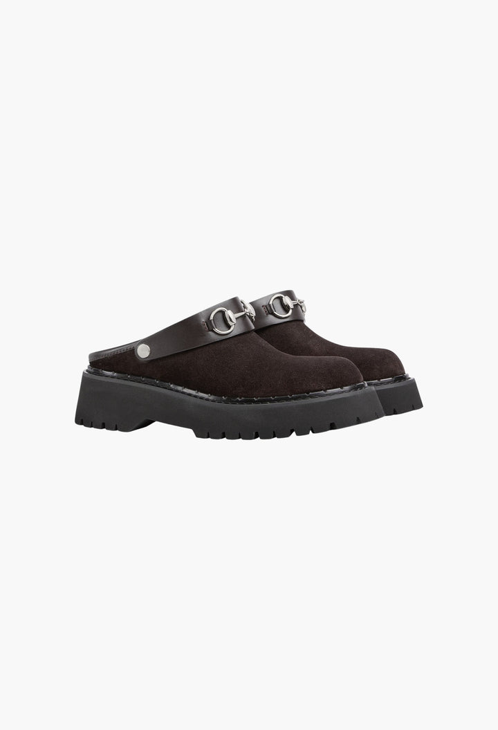 Black Suede - Women's Mule With Horsebit - GLAM MODA