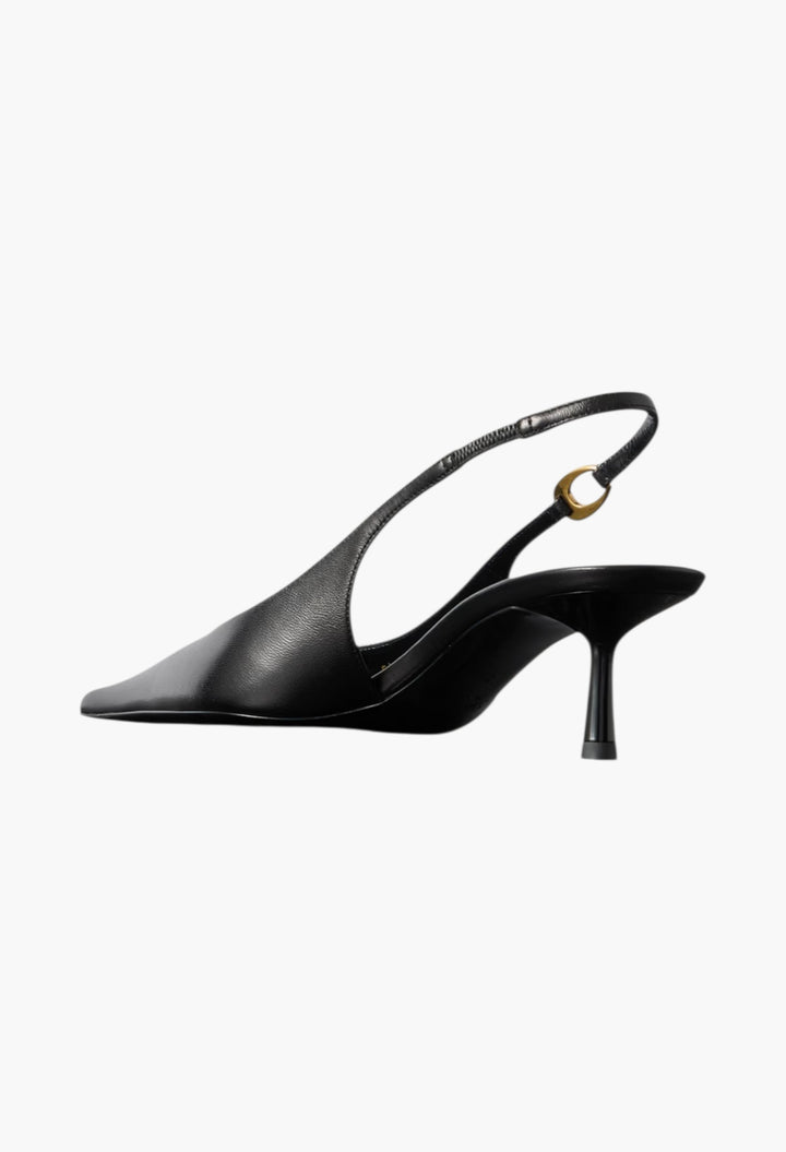 Black - Vendôme Embellished Leather Slingback Pumps - GLAM MODA