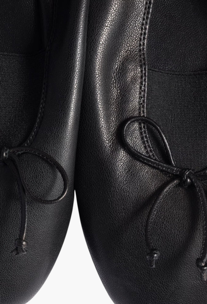 Black - Élan Nappa Leather Ballerinas - GLAM MODA