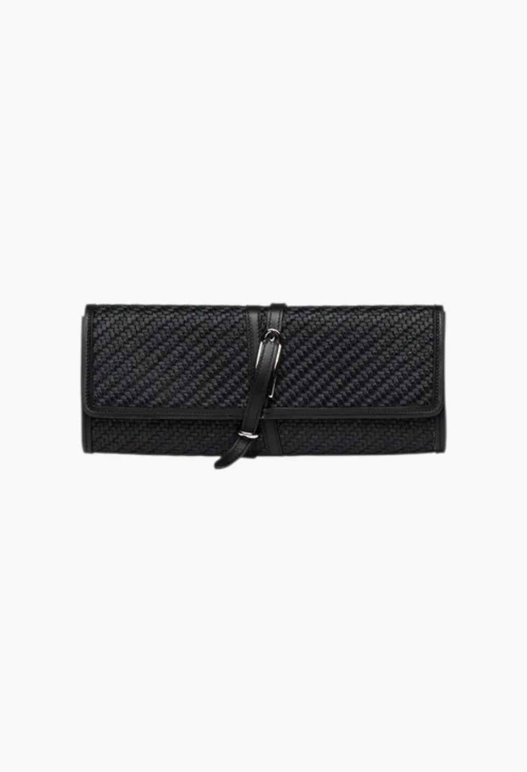 Belted Clutch Black Croc