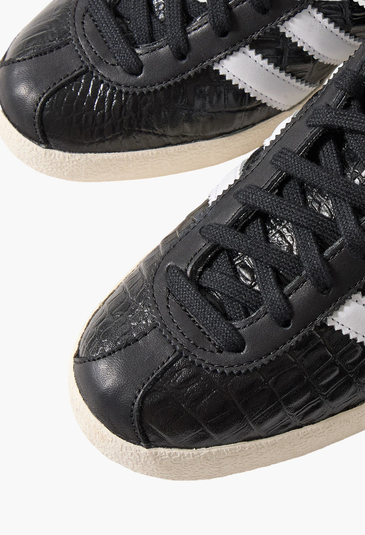 Blanc Croc-Effect Glossed-Leather Sneakers - GLAM MODA