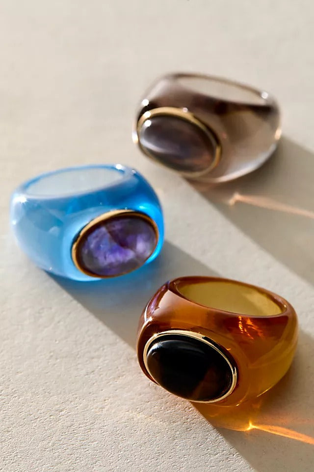 Blue & Amethyst - Studio Resin Ring - GLAM MODA