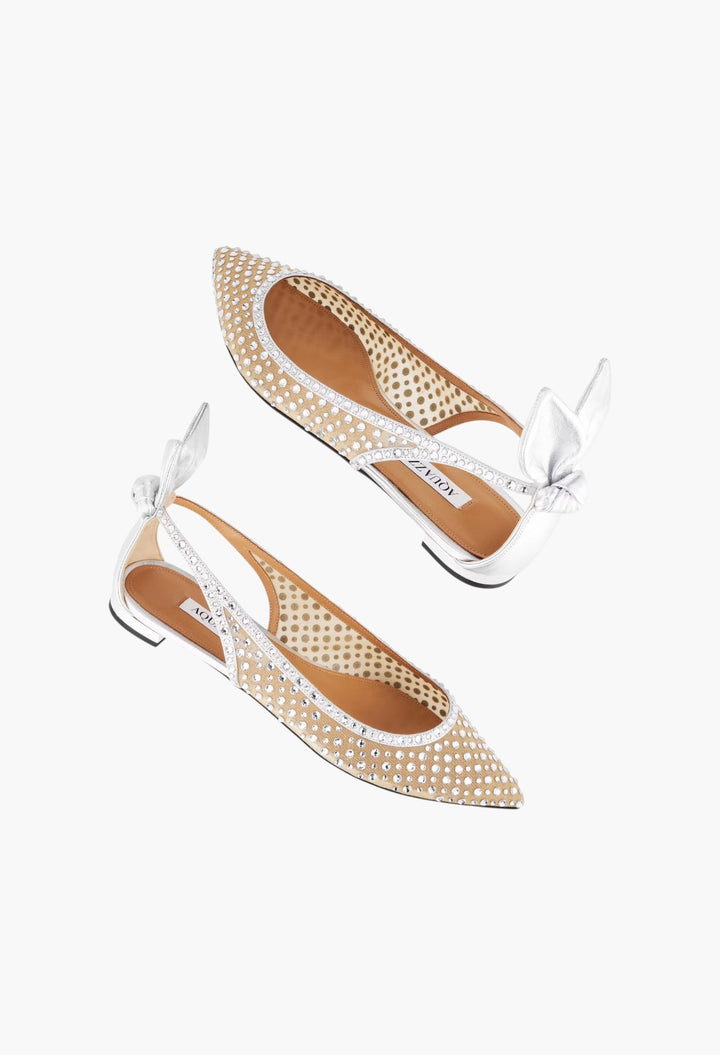 Bow Tie Crystal Tulle Flat - GLAM MODA