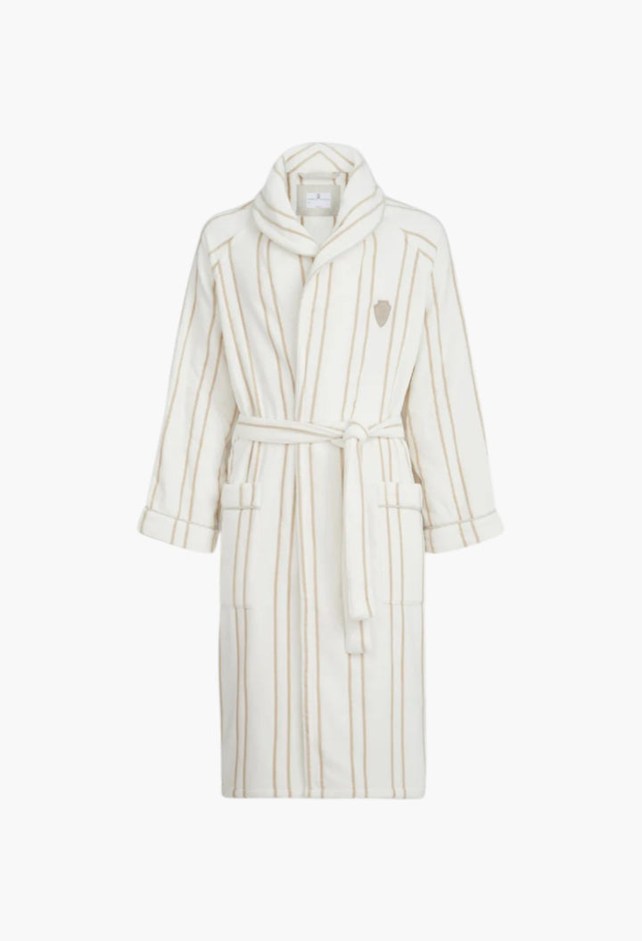 Striped Cotton Terrycloth Bathrobe With Logo - GLAM MODA