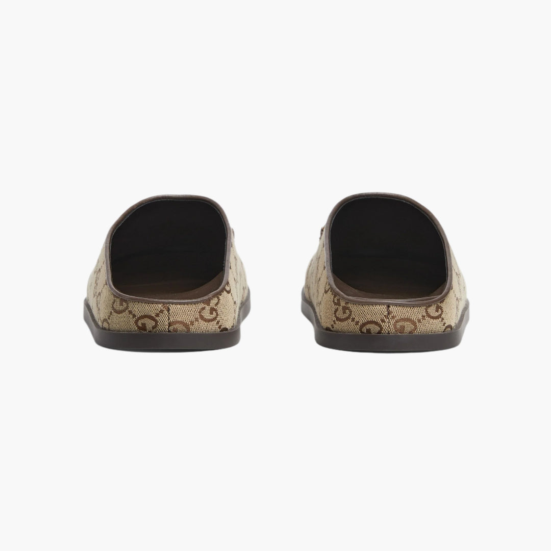 Camel And Dark Brown GG Canvas - Women's Mule With Horsebit - GLAM MODA