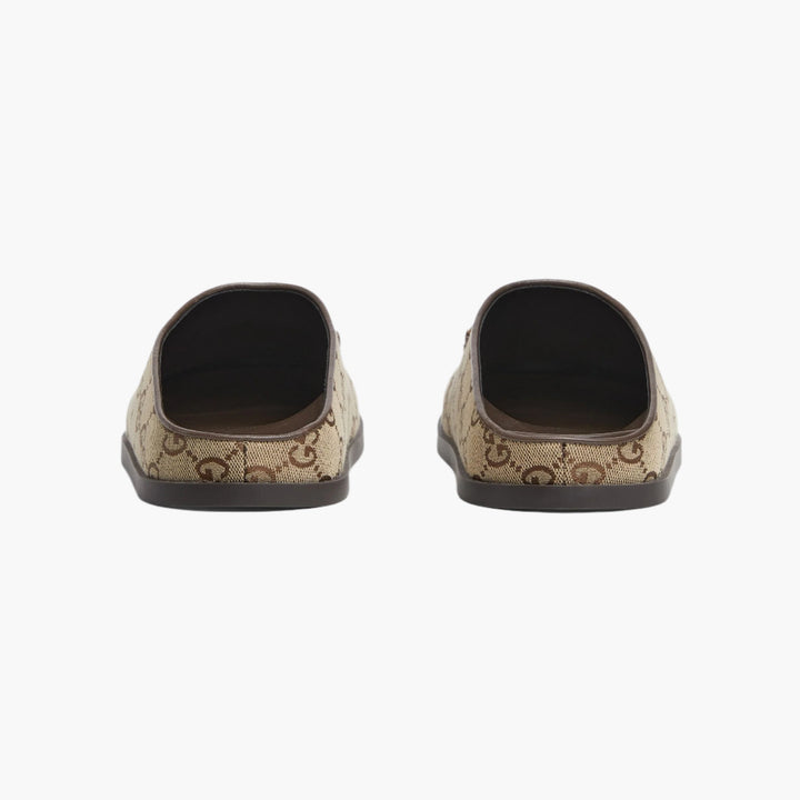 Camel And Dark Brown GG Canvas - Women's Mule With Horsebit - GLAM MODA