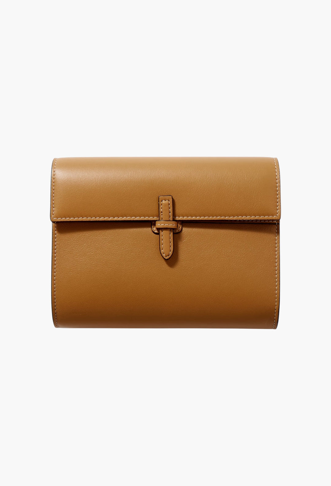 Camel - Leather Clutch - GLAM MODA