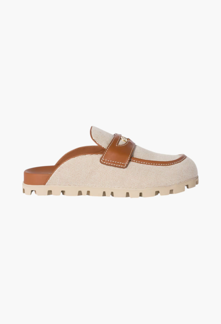 Canvas And Leather Mules - GLAM MODA