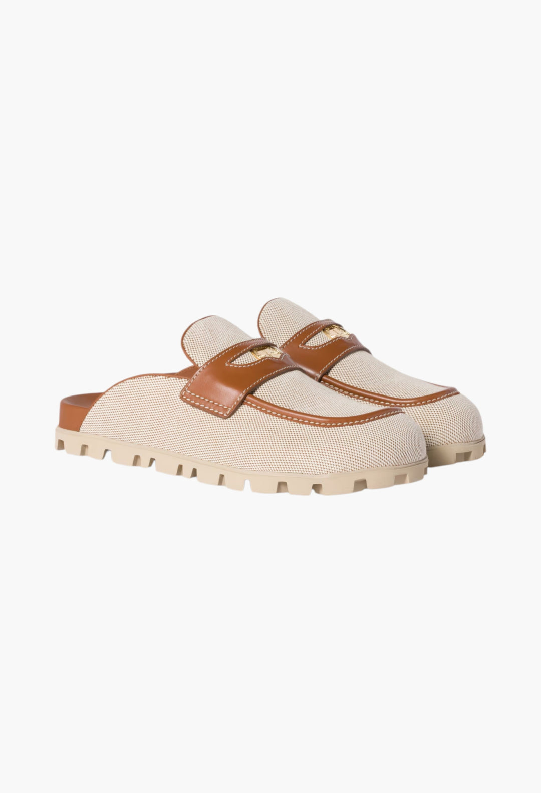 Canvas And Leather Mules - GLAM MODA