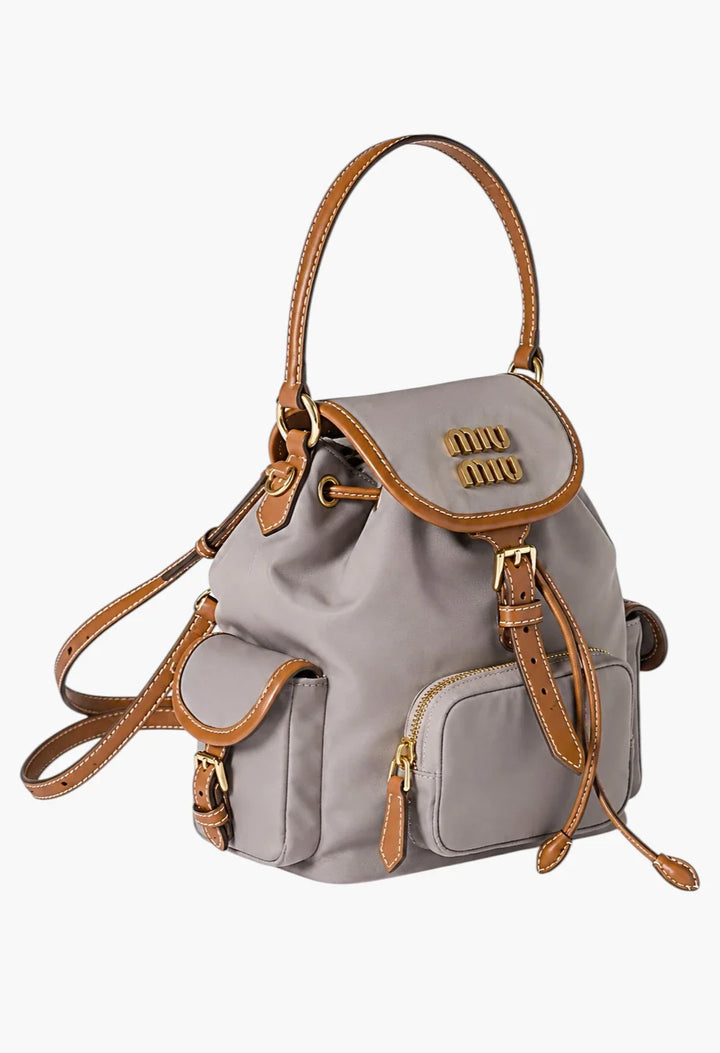 Aluminum/Brandy - Canvas And Leather Backpack