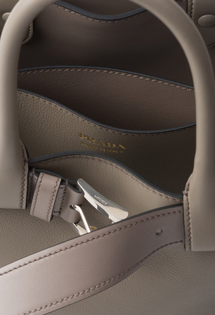 Clay Grey - Prada Buckle Small Leather Handbag With Belt - GLAM MODA