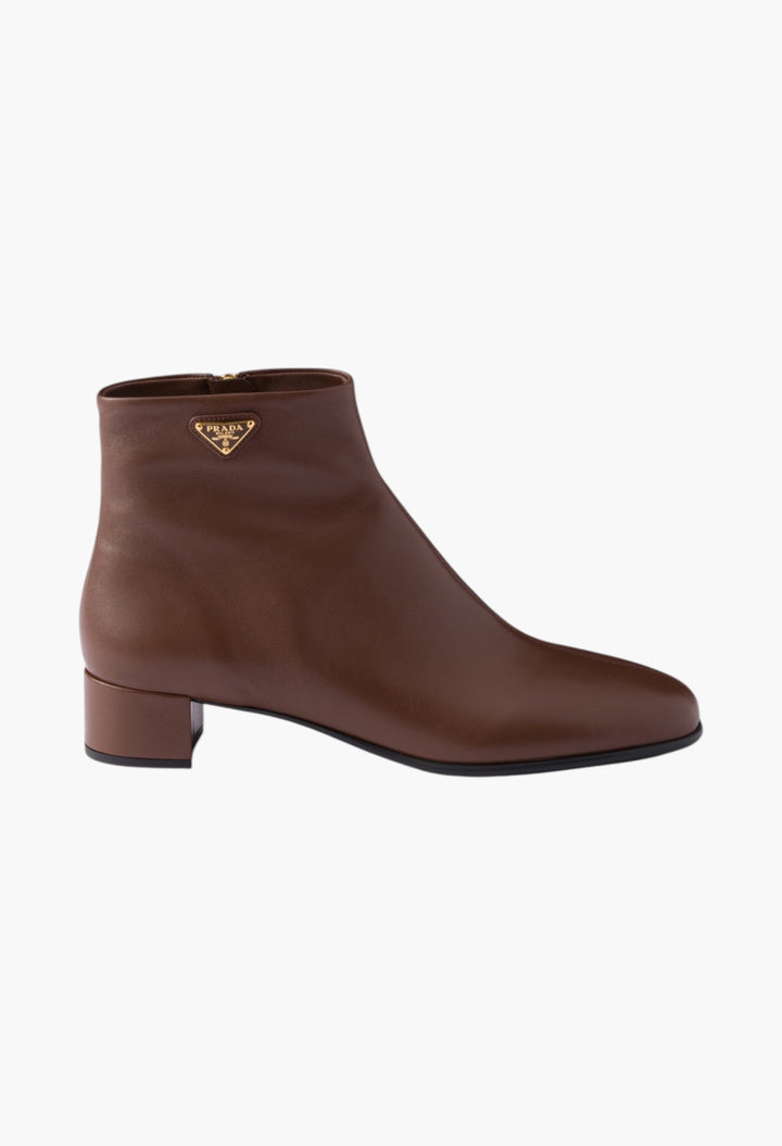 Cocoa Brown - Nappa Leather Booties - GLAM MODA