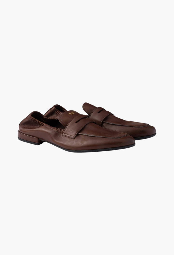 Cognac - Shuffle Antiqued Leather Loafers - GLAM MODA