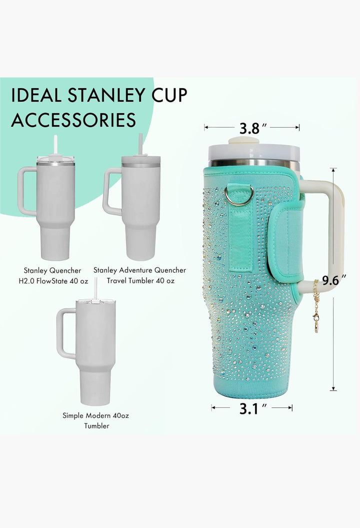 Cup Holder with Strap & Letter Charm - 40 oz - GLAM MODA