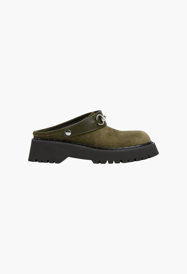 Dark Green Suede - Women's Mule With Horsebit - GLAM MODA