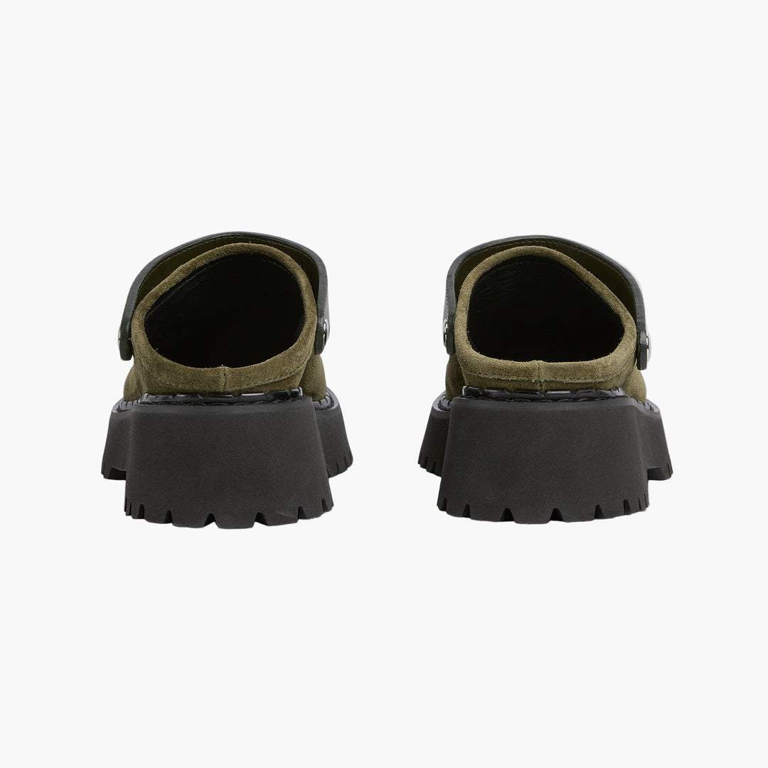 Dark Green Suede - Women's Mule With Horsebit - GLAM MODA