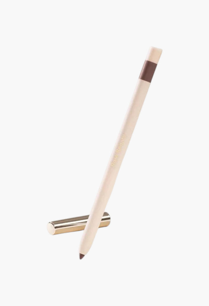 GLAM MODA Kind Words matte lip liner in a neutral brown shade with a sleek beige casing and gold cap.