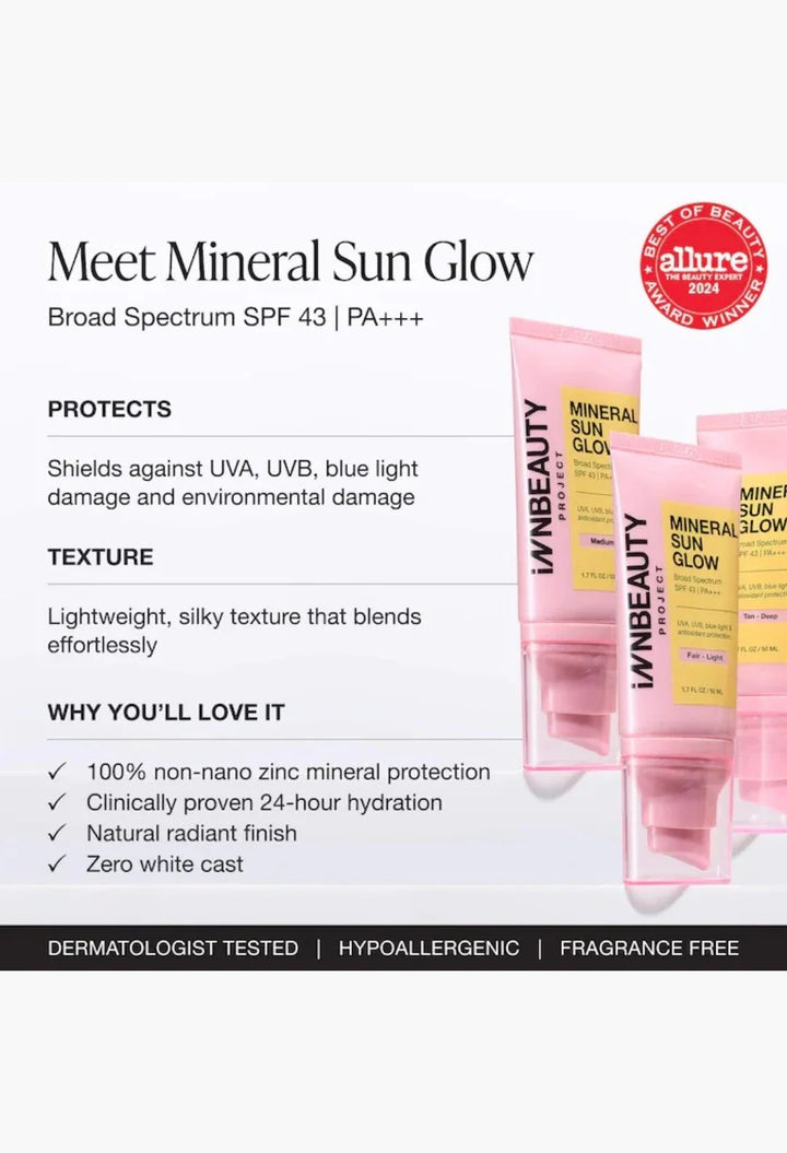 Mineral Sun Glow Broad Spectrum Sunscreen SPF 43 PA +++ with Peptides and Vitamin C