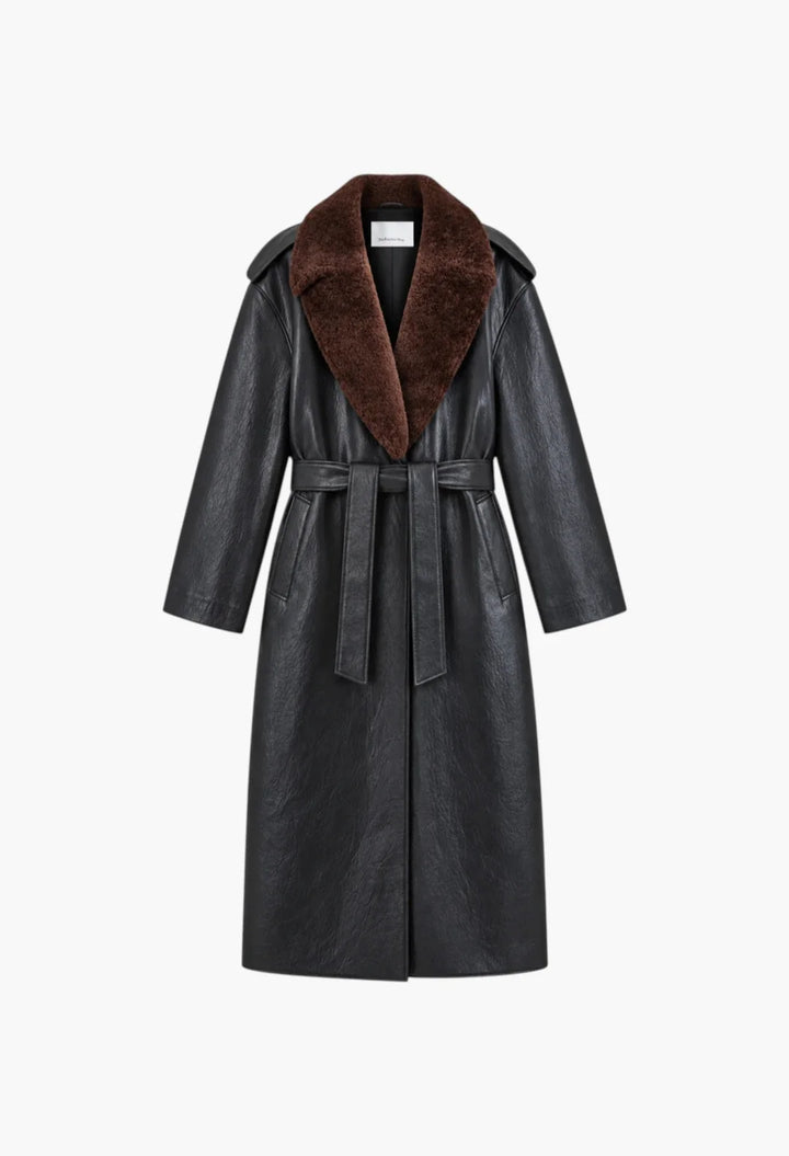 Edra Removable Collar Trench Coat - Black