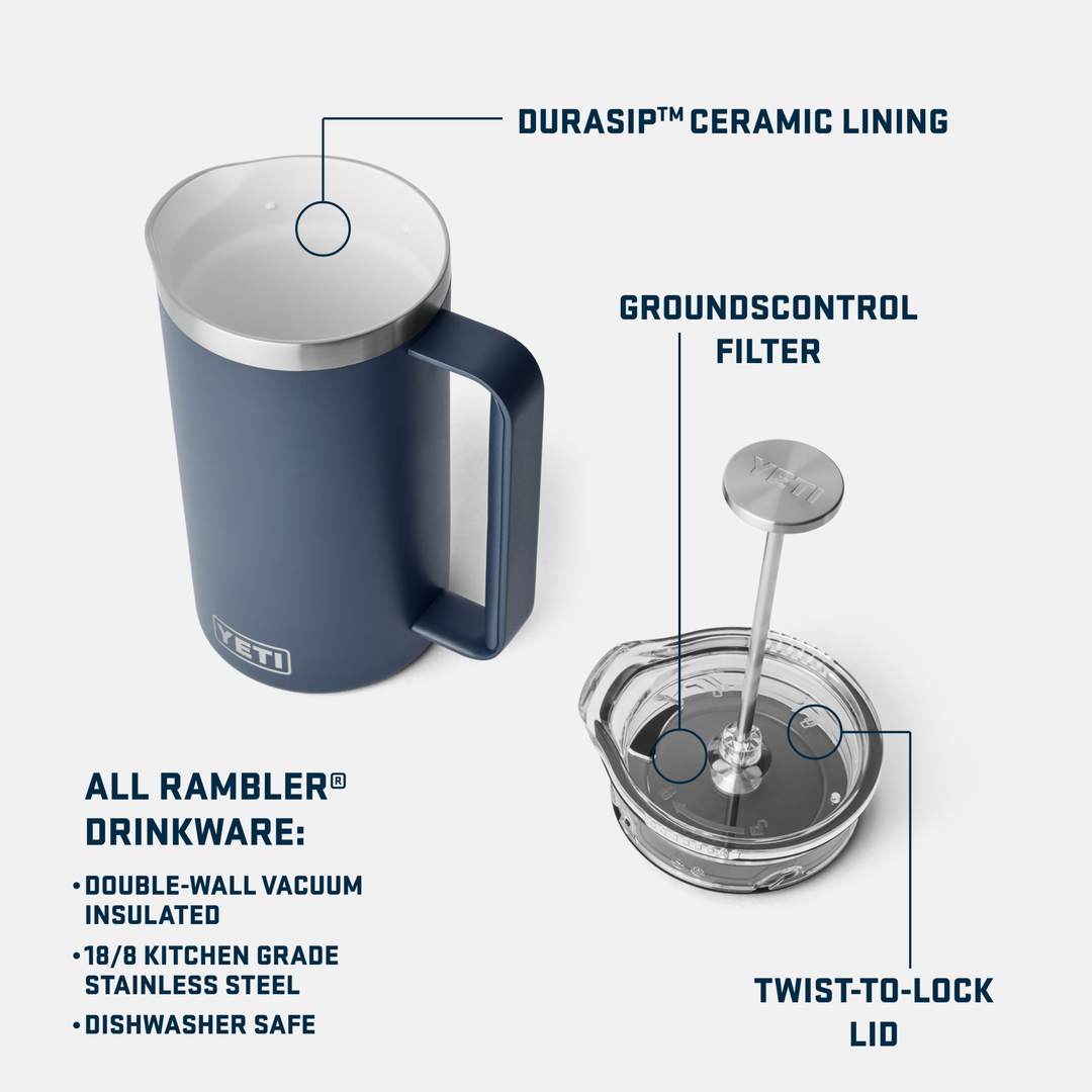 French Press With Durasip™ Ceramic Lining - 64 oz - GLAM MODA