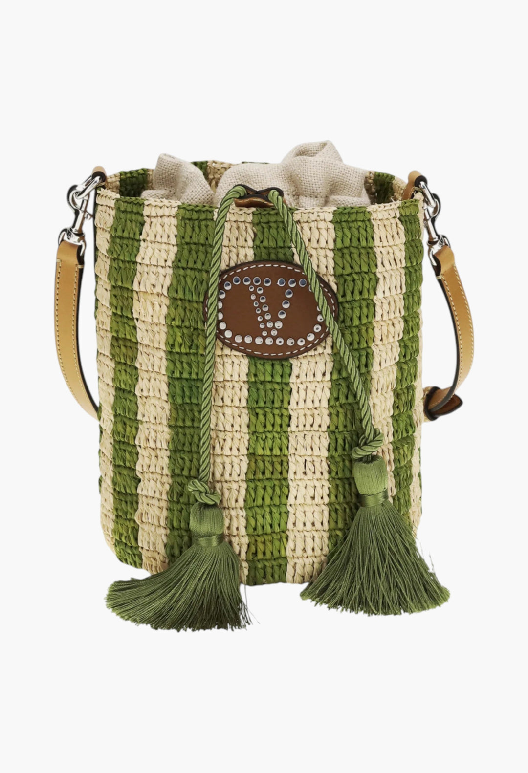 Striped Raffia Bucket Bag - GLAM MODA