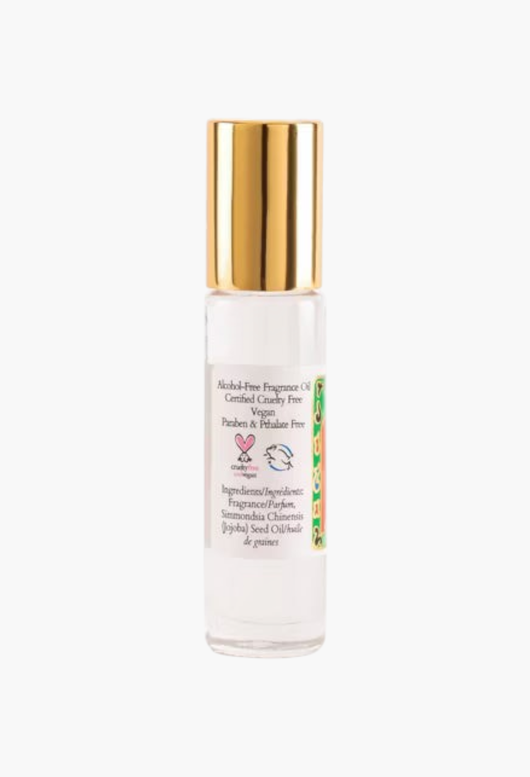 GLAM MODA Nemat Amber fragrance oil roll-on bottle with gold cap and clear glass, travel-friendly design.