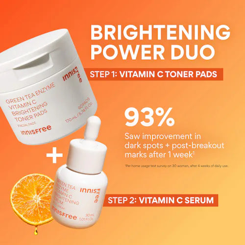 Green Tea Enzyme Vitamin C Brightening + Exfoliating Toner Pads - GLAM MODA