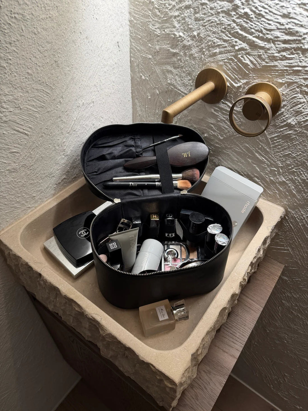 Vanity Case Espresso vegan leather bag