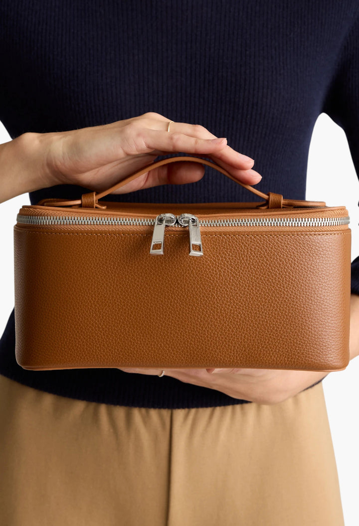 Italian Leather Travel Cosmetic Case - GLAM MODA