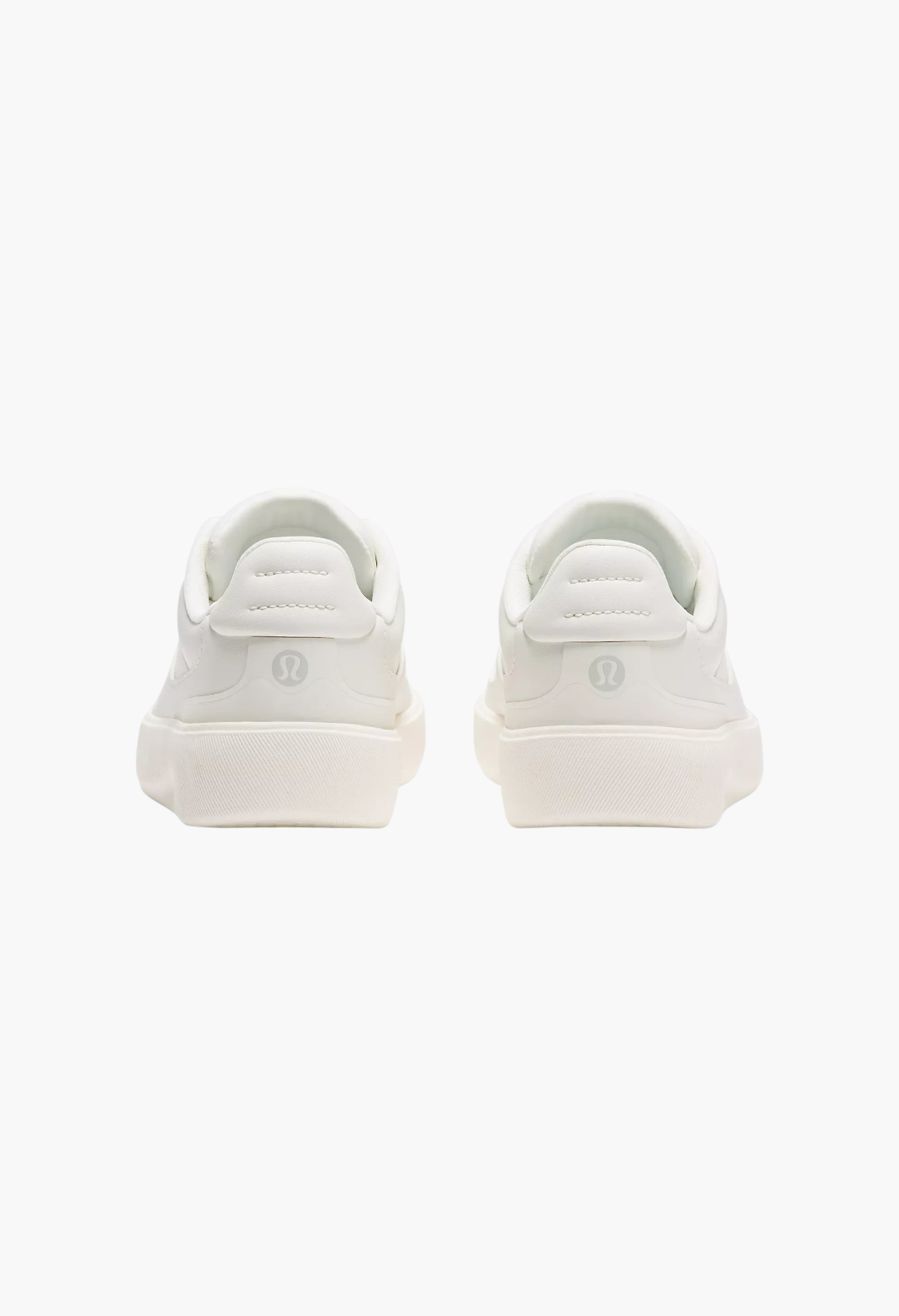 GLAM MODA Women's Cityverse white leather-alternative sneakers, back view showing rubber outsoles and heel detail.