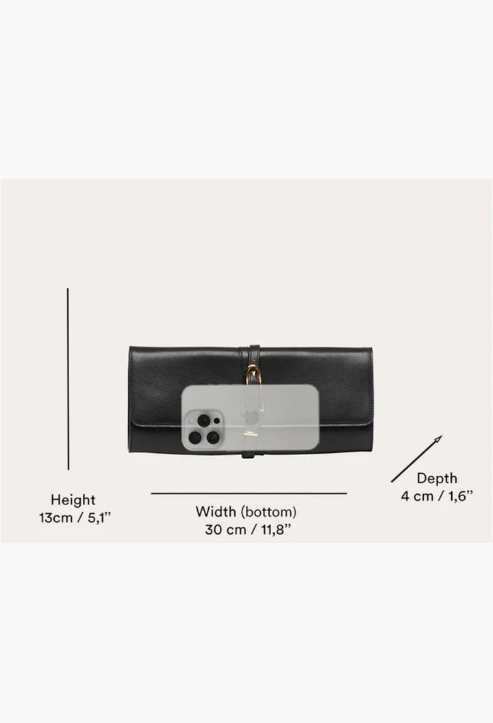 Belted Clutch Black Croc