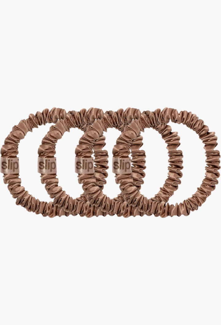 Light Brown - Slip Pure Silk Skinny Scrunchies - GLAM MODA