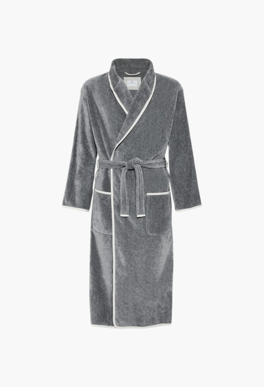 Cotton Terrycloth Bathrobe With Linen Trims - GLAM MODA