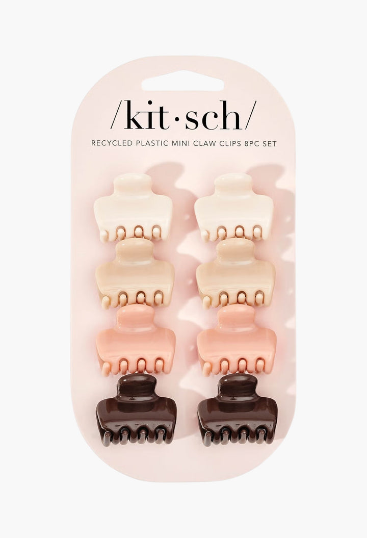 Mini Puffy Rosewood Claw Clips 8 Piece Set - GLAM MODA