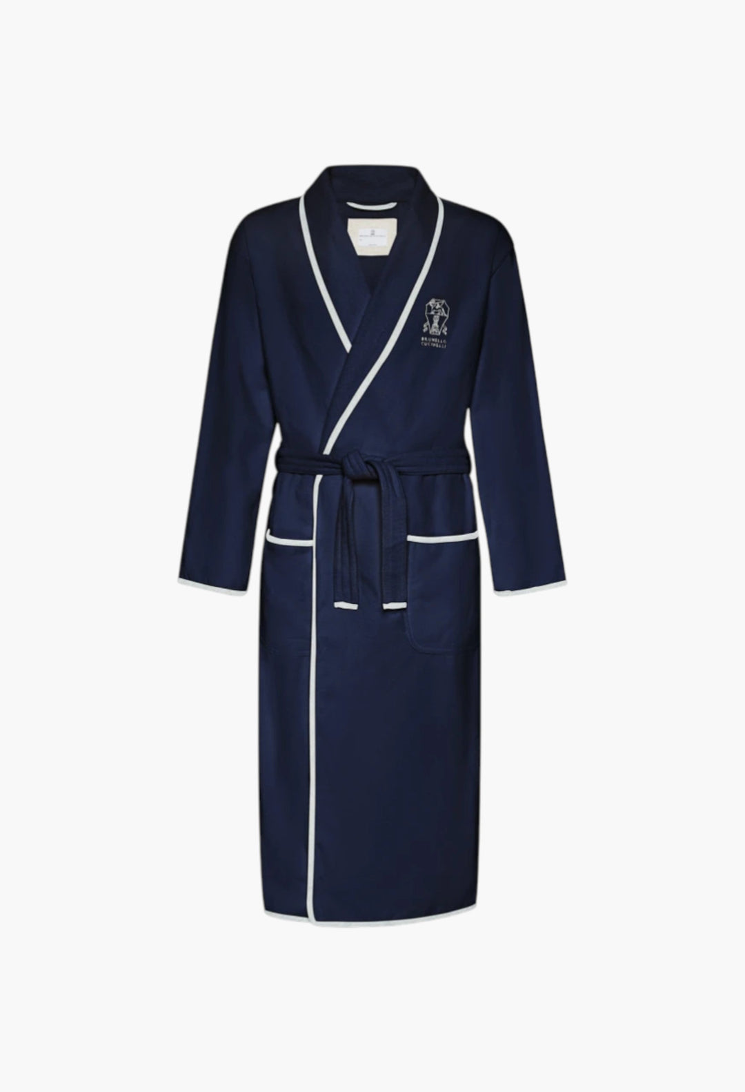 Cotton Terrycloth Bathrobe With Linen Trims - GLAM MODA