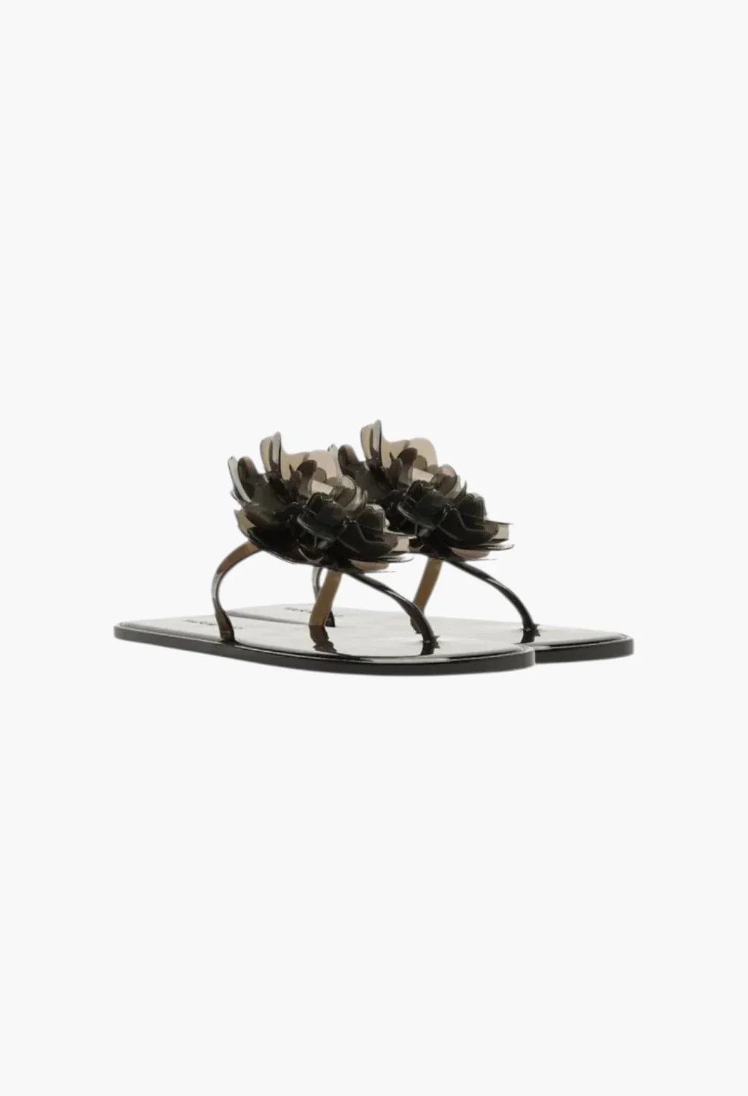 black jelly flower flat sandal