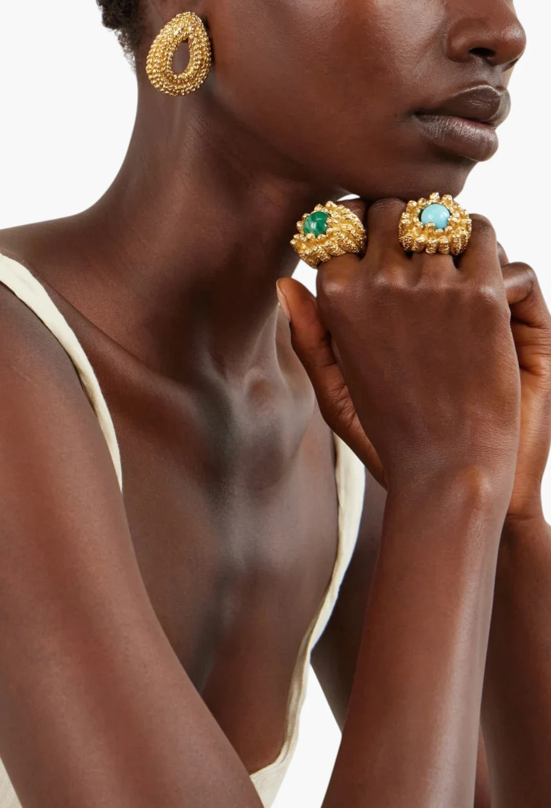 Lia 18-karat gold-plated pewter and resin ring