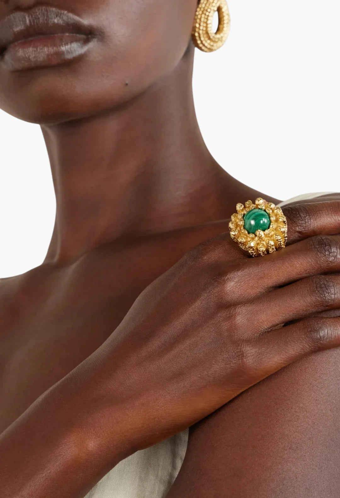 Lia 18-karat gold-plated pewter and resin ring