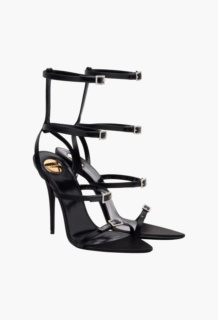 Nuit 110 leather-trimmed satin sandals - GLAM MODA