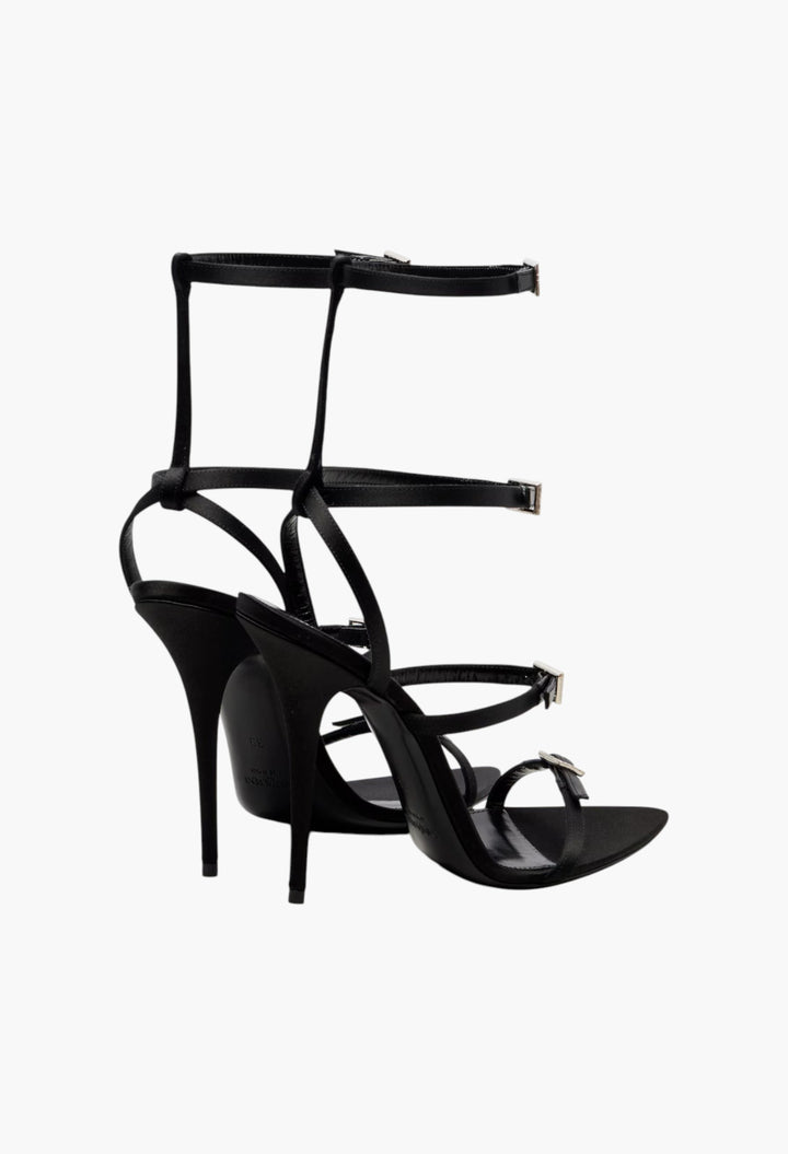 Nuit 110 leather-trimmed satin sandals - GLAM MODA