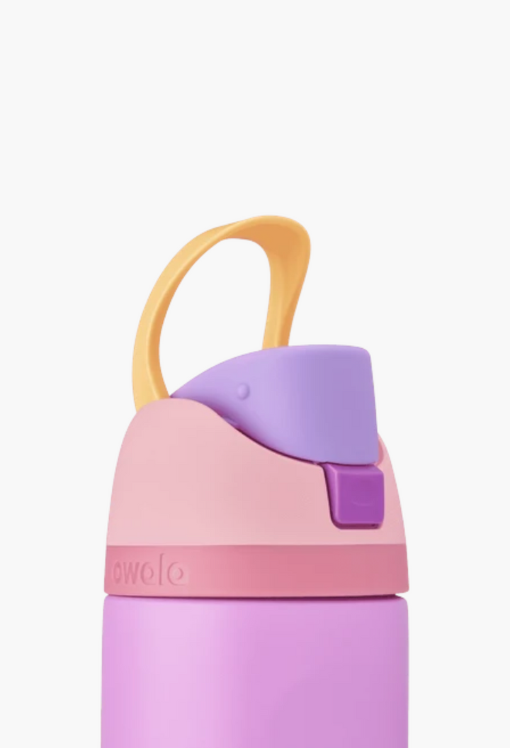 GLAM MODA Disney Princess FreeSip insulated stainless steel water bottle in pastel pink and purple with carry loop