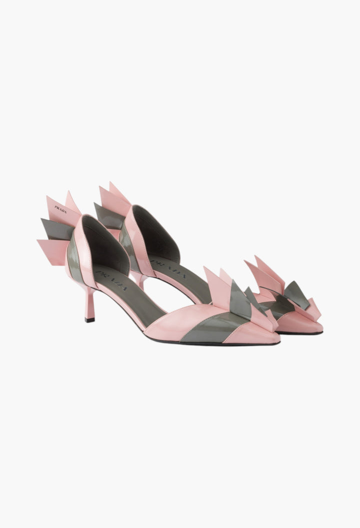 Orchid/Steel - Two-tone patent leather D'Orsay pumps - GLAM MODA