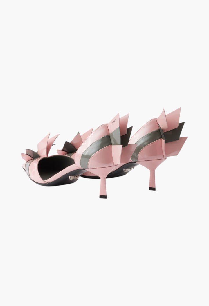 Orchid/Steel - Two-tone patent leather D'Orsay pumps - GLAM MODA