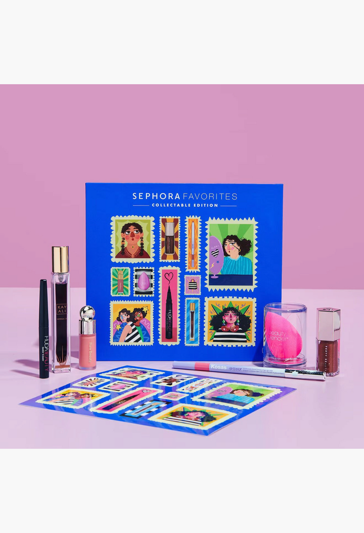 GLAM MODA Sephora Favorites Female Founders beauty set featuring six mini makeup and fragrance products with gift box.