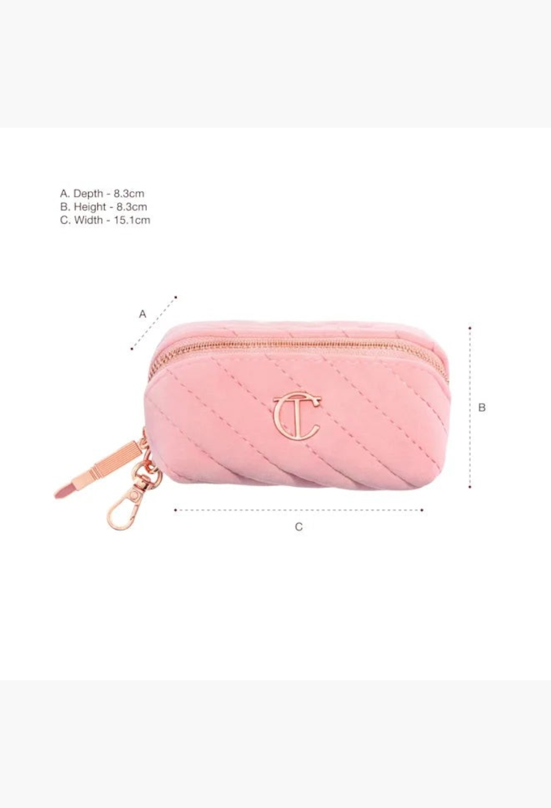 GLAM MODA Pillow Talk makeup gift set featuring a quilted pink velvet mini bag with a gold logo and lipstick charm.